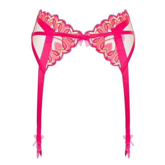 For Love & Lemons Graphic Hearts Garter Embroidered Lingerie Victoria's Secret - Picture 11 of 12